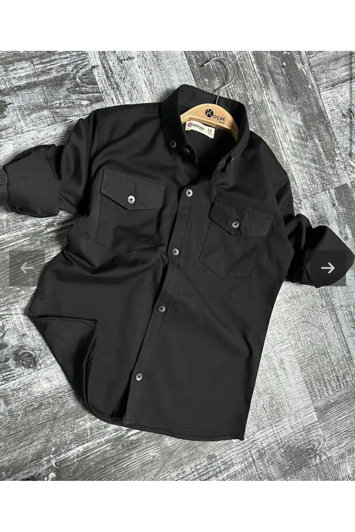 Erkek Çocuk Gabardin Cepli Siyah Gömlek