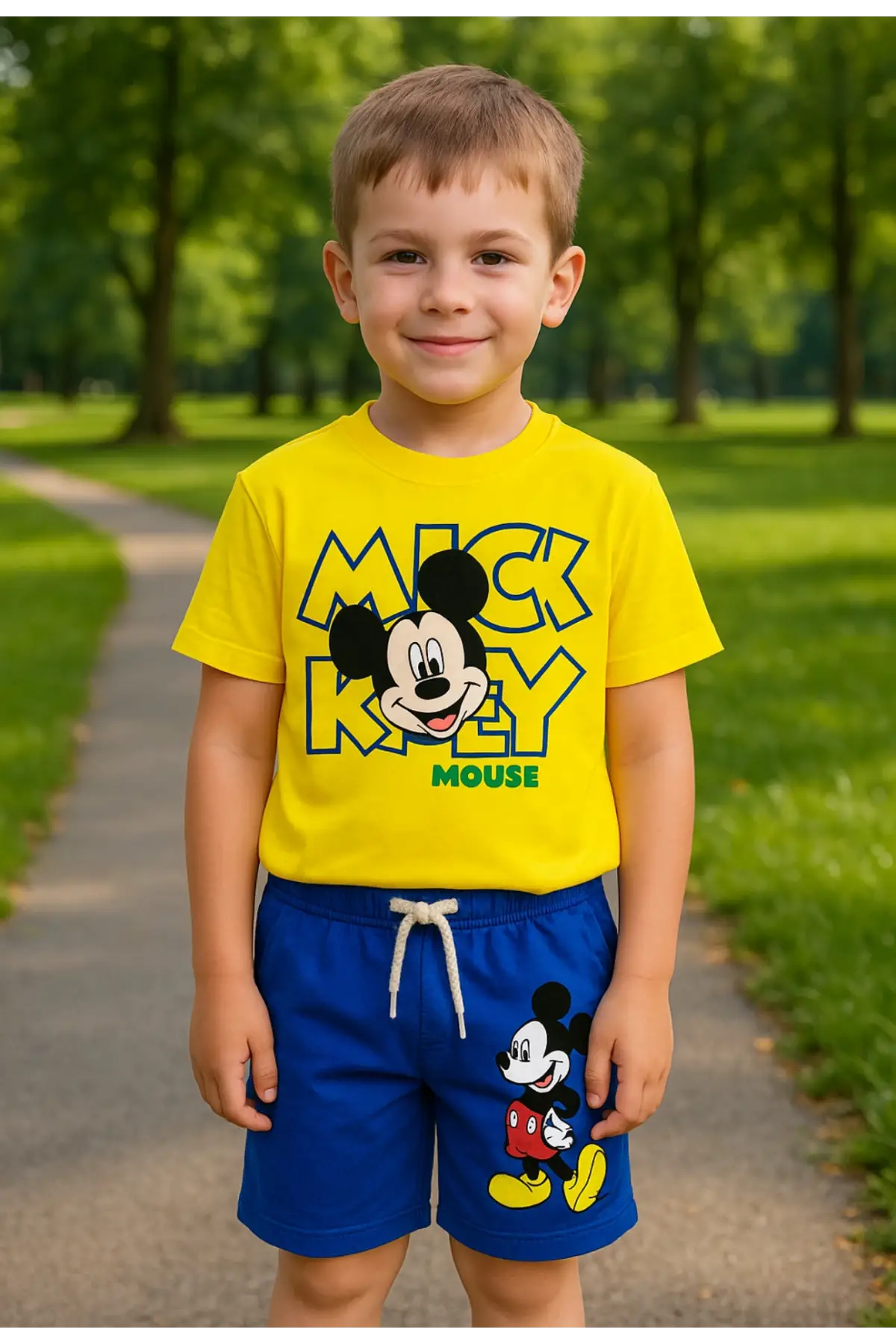 Erkek Çocuk Mickey Baskılı Yazlık Takım