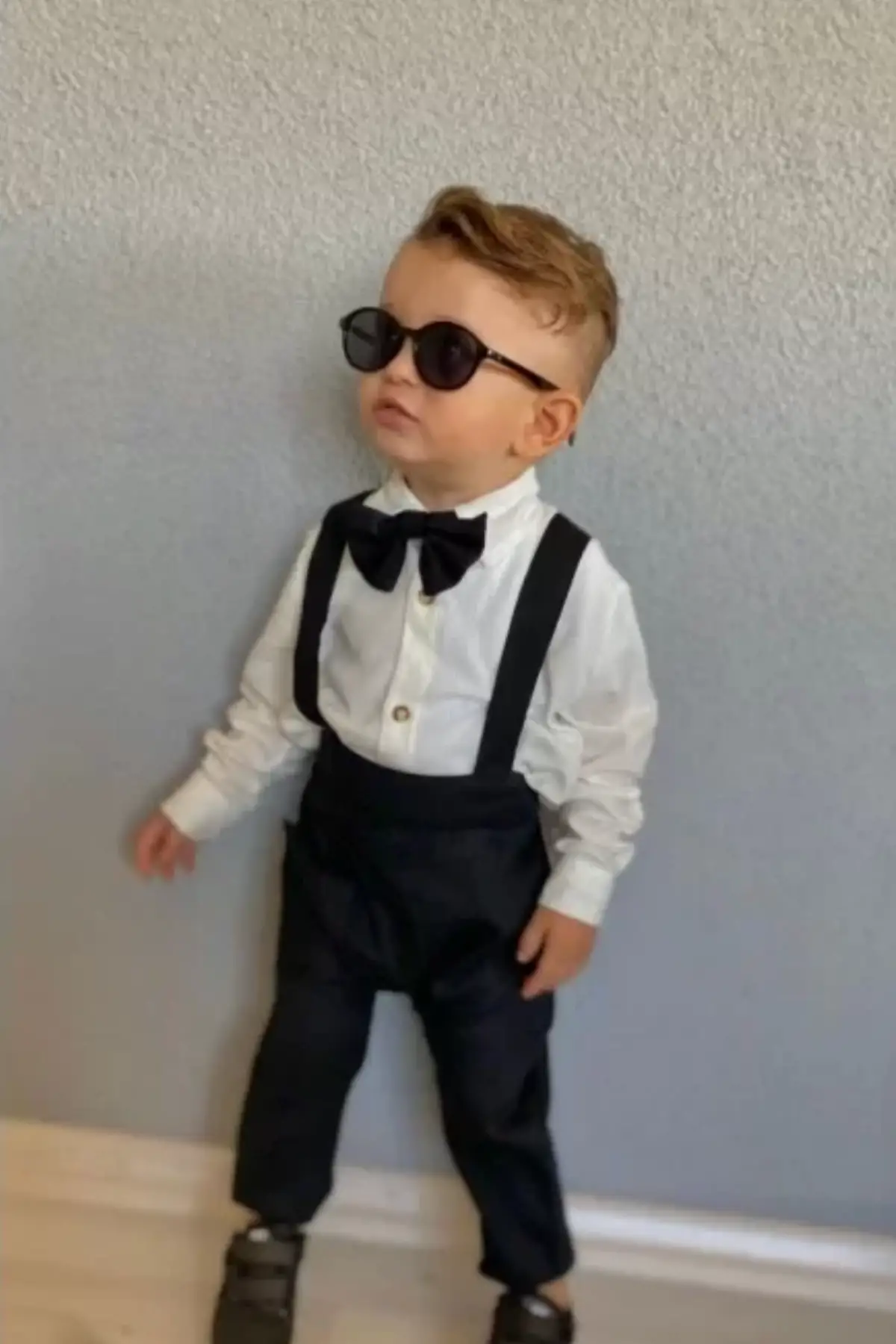 Erkek Çocuk Papyonlu Gömlek Salopet Takım