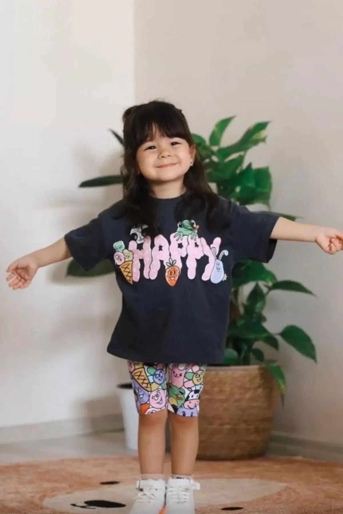 Happy Baskılı Taytlı Alt-Üst İkili Takım