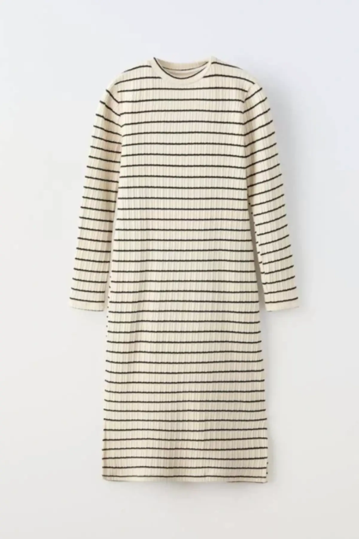 Kız Çocuk Çizgili Krem Triko ELbise