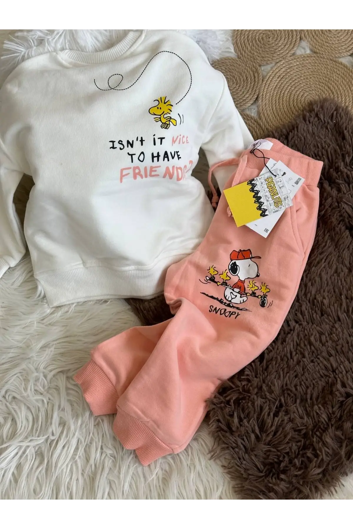 Peanuts Baskılı Uzun Kollu Alt-Üst İkili Takım