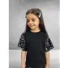 Kız Çocuk Pullu Siyah Bluz