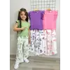 Kız Çocuk Çapraz Paça Renkli Takım