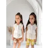 Kız Çocuk Gömlekli Kahverengi Şortlu Takım