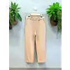 Çocuk Kemer Detaylı Gofre Kumaş Taba Pantolon