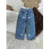 Kız Çocuk Kalp Detaylı Bol Paça Kot Pantolon