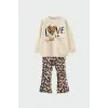 Kız Çocuk Love Leopar Baskılı Alt-Üst Takım