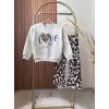 Kız Çocuk Love Leopar Baskılı Alt-Üst Takım