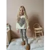 Kız Çocuk Love Leopar Baskılı Taytlı Takım