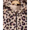Kız Çocuk Leopar Desenli Kapüşonlu Peluş Ceket