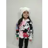 Kız Çocuk Mickey Baskılı %100 Pamuk Kapüşonlu Sweatshirt
