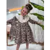 Kız Çocuk Leopar Desenli Bebe Yaka Elbise