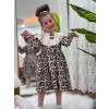 Kız Çocuk Leopar Desenli Bebe Yaka Elbise