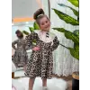 Kız Çocuk Leopar Desenli Bebe Yaka Elbise