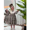 Kız Çocuk Leopar Desenli Bebe Yaka Elbise