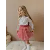 Kız Çocuk Pembe Payet Etek-Nakışlı Gömlek Takım