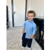 Erkek Çocuk Keten Gömlek Mavi Alt-Üst Takım