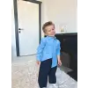 Erkek Çocuk Keten Gömlek Mavi Alt-Üst Takım