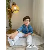 Erkek Çocuk Kot Gömlek Beyaz Pantolon Takım