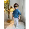 Erkek Çocuk Kot Gömlek Beyaz Pantolon Takım
