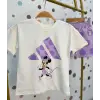 Kız Çocuk Minnie Puantiyeli Lila Yazlık Takım
