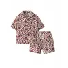 Erkek Çocuk Geometrik Desen Bordo Keten Takım