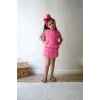 Kız Çocuk Gül Detaylı Pembe Şort Etek Takım
