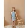 Kız Çocuk Çiçek İşlemeli Kot Salopet