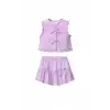 Kız Çocuk Kurdele Detaylı Lila Paraşüt Etek Takım