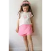 Kız Çocuk Yıldız Baskılı Pembe Şort Etekli Takım