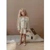 Kız Çocuk Krem Ceket Etek Alt-Üst Takım