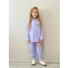 Kız Çocuk Labubu Baskılı %100 Pamuk Fermuarlı Lila Alt Üst Takım