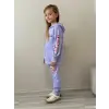 Kız Çocuk Labubu Baskılı %100 Pamuk Fermuarlı Lila Alt Üst Takım