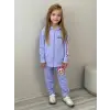 Kız Çocuk Labubu Baskılı %100 Pamuk Fermuarlı Lila Alt Üst Takım