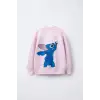 Kız Çocuk Stitch Baskılı %100 Pamuk Sweatshirt