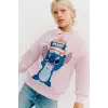 Kız Çocuk Stitch Baskılı %100 Pamuk Sweatshirt