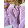 Kız Çocuk Kapüşonlu Kalp Detaylı Lila Alt Üst Takım
