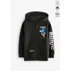 Erkek Çocuk Sonic Baskılı Kapüşonlu %100 Pamuk Sweatshirt