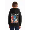 Erkek Çocuk Sonic Baskılı Kapüşonlu %100 Pamuk Sweatshirt