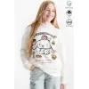Kız Çocuk Cinnamorol Baskılı Kapüşonlu %100 Pamuk Sweatshirt