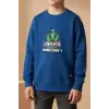 Erkek Çocuk Minecraft Baskılı %100 Pamuk Mavi Sweatshirt