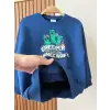 Erkek Çocuk Minecraft Baskılı %100 Pamuk Mavi Sweatshirt
