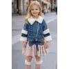 Kız Çocuk Etekli Kot Ceket 3lü Alt-Üst Takım