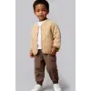 Erkek Çocuk Krem Bomber Ceketli 3lü Takım
