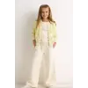 Kız Çocuk Ceket Gabardin Pantolon Sarı 3lü Takım