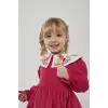 Kız Çocuk Yaka Detaylı Kadife Elbise