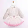 Kız Çocuk Parlak Ceketli Tütü Etekli Pembe Takım