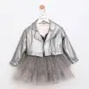 Kız Çocuk Gri Ceketli Tütü Etekli 3lü Takım