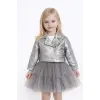 Kız Çocuk Gri Ceketli Tütü Etekli 3lü Takım